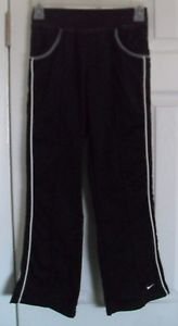 Girls Nike Athletic Black & White Pants Medium 10 / 12 Elastic & Drawstring