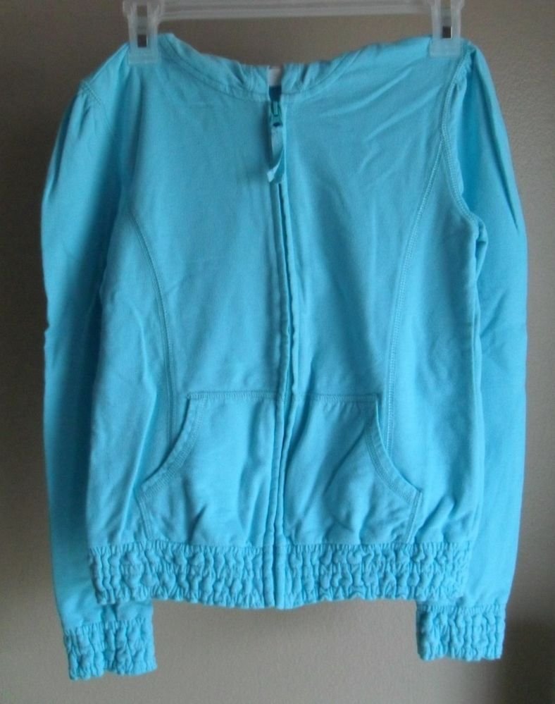 Girls Old Navy Large 10 12 Hoodie Zip Jacket Hand Pockets Gathered Elasticized