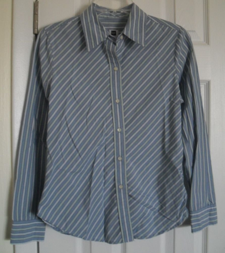 Gap Striped Blue & White Button Down Dress Shirt size Small