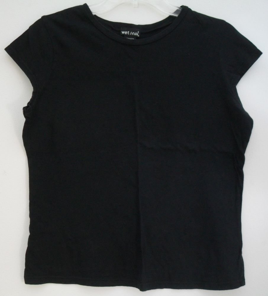 Wet Seal Cap Sleeve Juniors Lg Black Casual Lightweight Comfortable to Wear Top