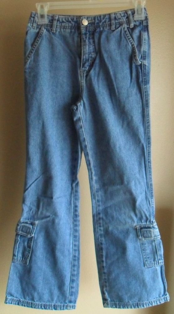 Girls Arizona Jeans Co. Size 10 Regular Blue Denim 6 Pocket w/ 2 Cargo Pockets