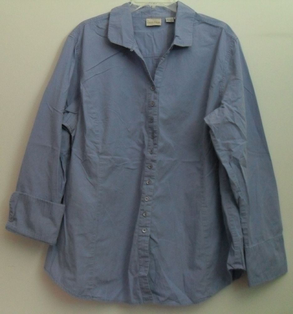 Paradox Blue Purple Light Periwinkle Princess Seams Button Down Blouse Size 22