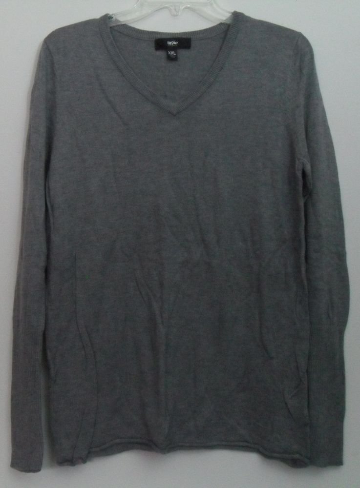 Mossimo XXL Lightweight Sweater Gray Long Sleeve Pullover Nylon Rayon 36"B 25"L