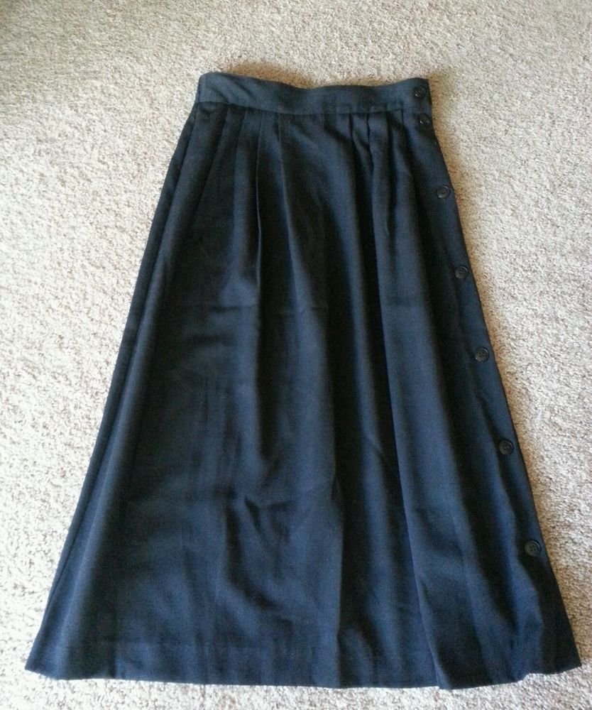 Joan Walters Black Side Button Down Elastic Back Waist Polyester Rayon Size 16