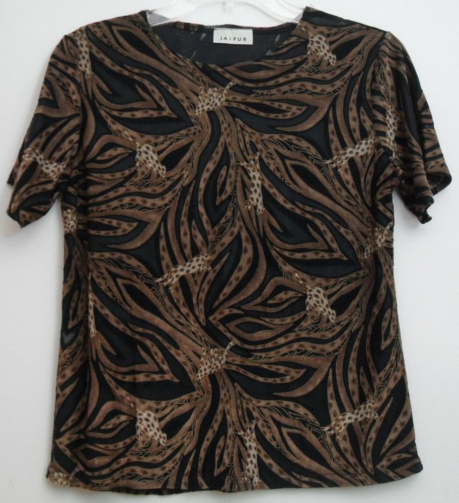Jaipur Sexy Animal Print Lightweight Top Semi-Sheer Partial See-Through Pullover