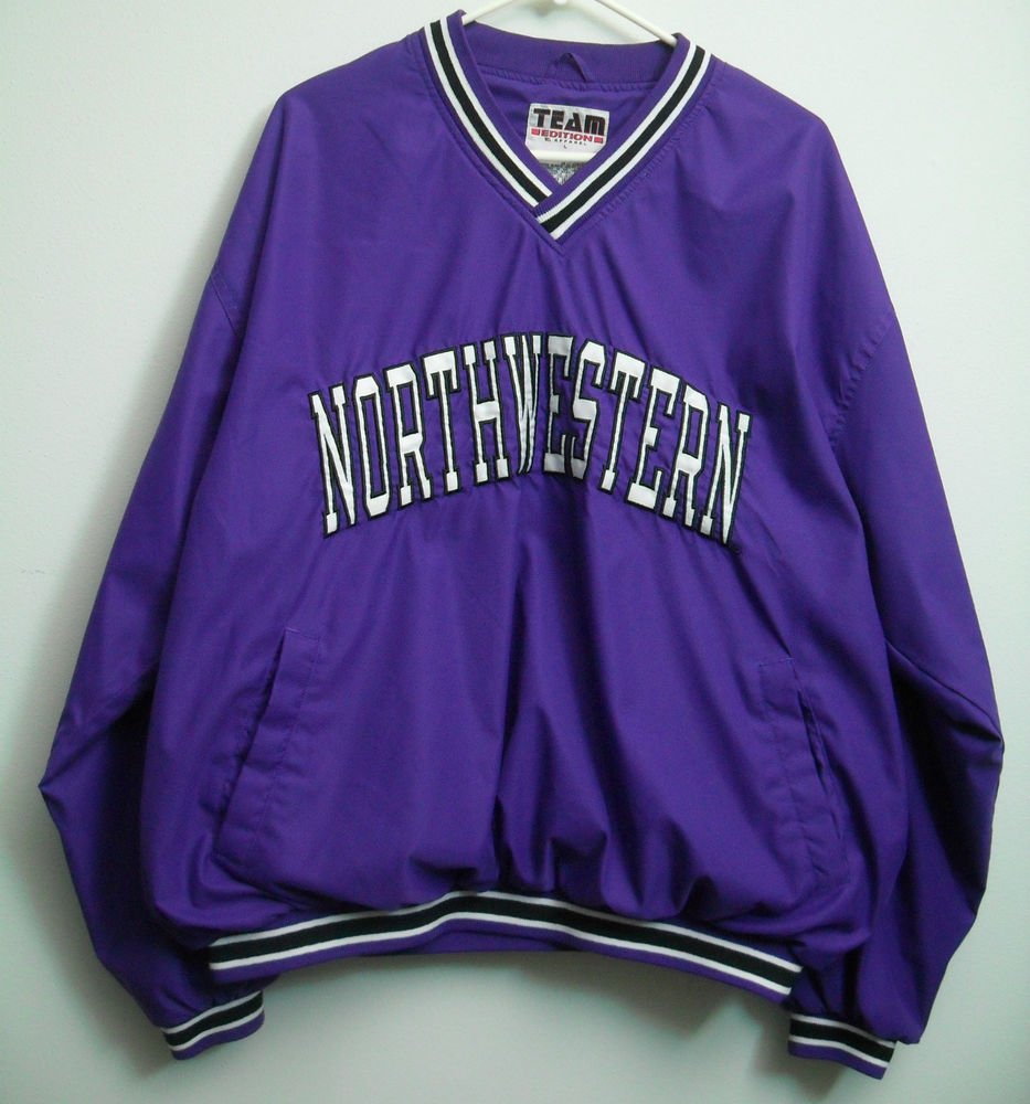 Northwestern College Purple Pullover Wind Shirt Nice Inside Lining Team Edition