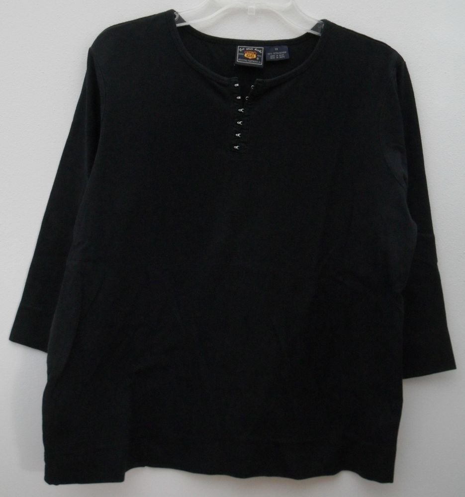 Route 66 Get Your Kicks Plus 1X Black Knit with Hook & Eye Loop Front Neckline