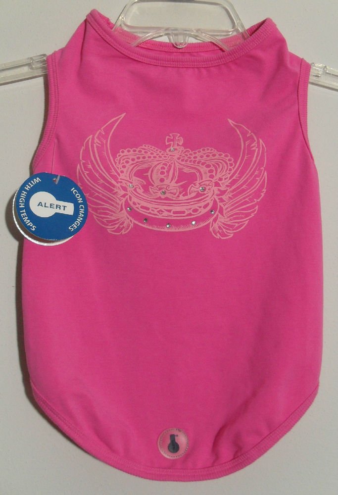 Planet Petco LuvGear Heat Alert Technology Silver Stud Pink Winged Crown Dog Tee