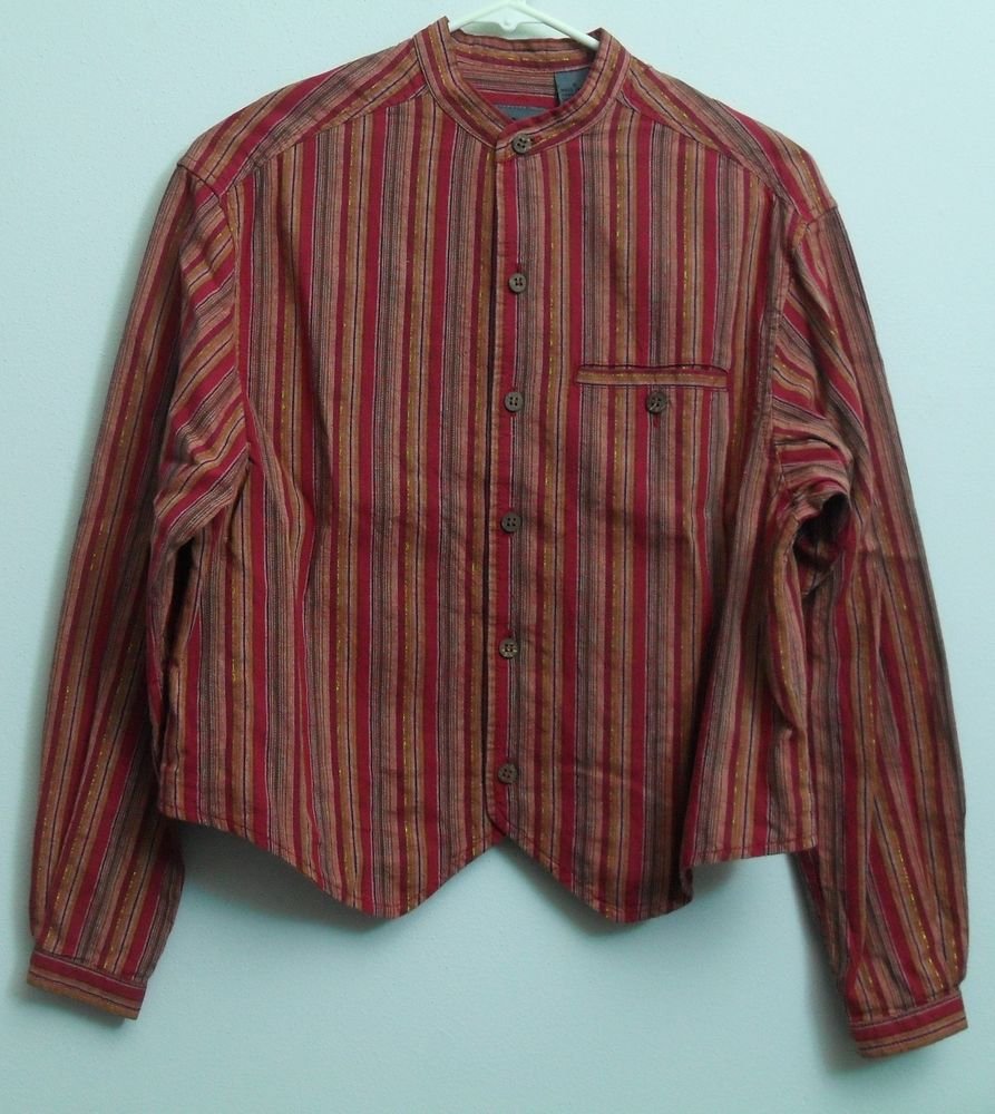 LizWear a Liz Claiborne Company Mandarin Collar Full Button Down 1 Chest Pocket