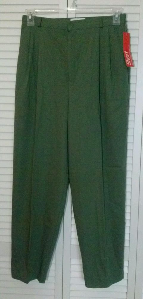 NWT Christopher & Banks Size 12 Short Olive / Army Green Rayon & Polyester Pant
