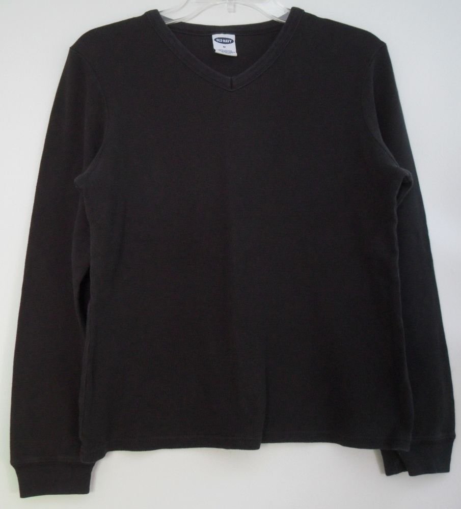 Old Navy Womens M 100% Cotton Long Sleeve Black Pullover Thermal Summer Fall Top