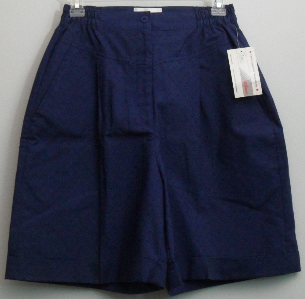Retro Vintage Wilson Tiara Size 12 Navy Blue Swiss Dot Golf Shorts w/ Pockets