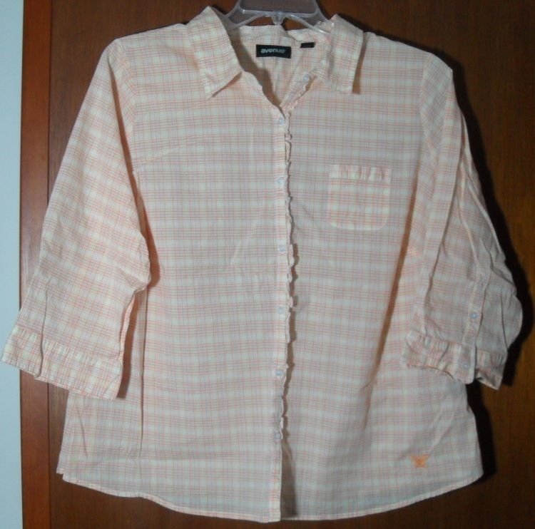 Avenue 22/24 Plus 3X Size Orange Yellow Pink Crosshatch Pattern Butterfly