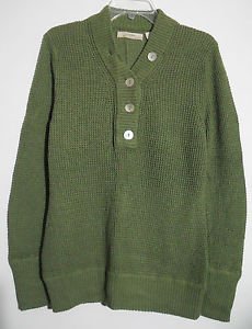 Natural Reflections Womens Pullover Sweater Ribbed Endings Oyster Shell Buttons