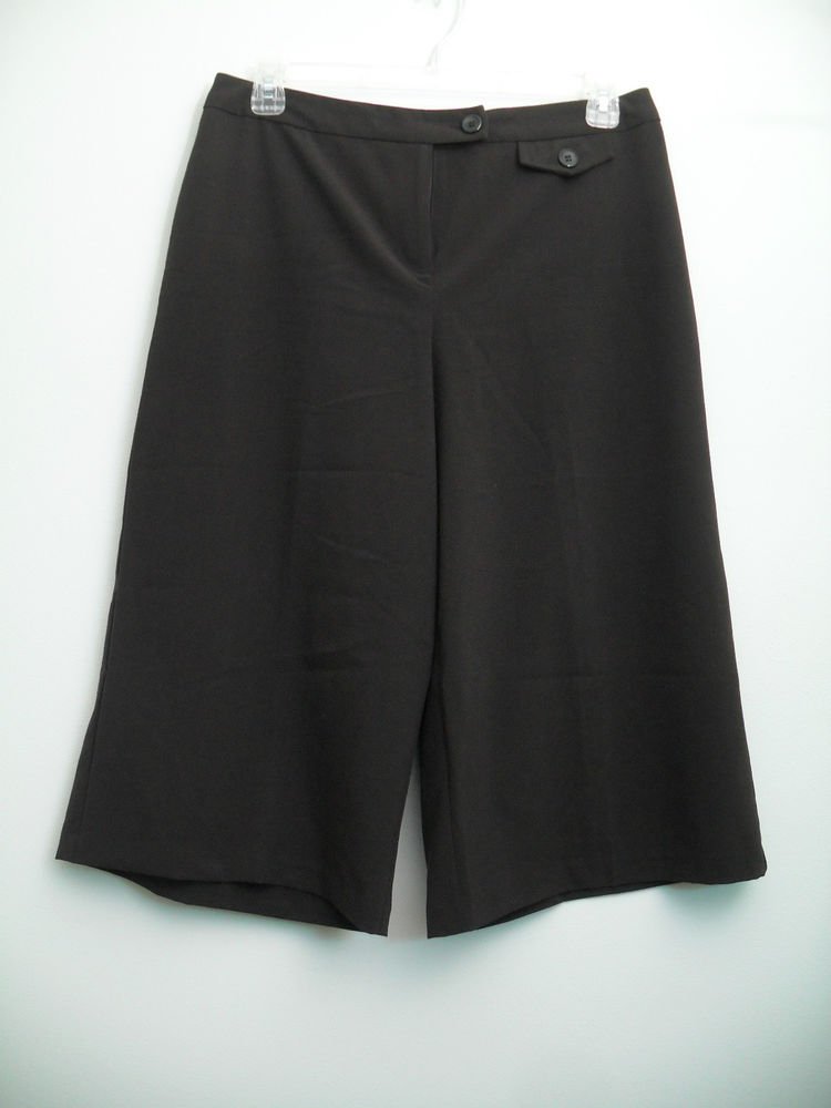 Briggs New York sz 12 Dark Brown Capri Cut Pants Long Shorts Pseudo Pocket Jorts