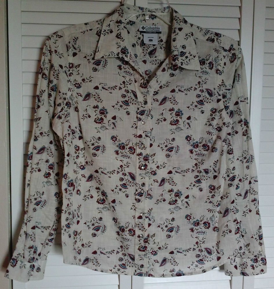 Columbia Sportswear Company Womens Large Snap Down Floral Lightweight Blouse