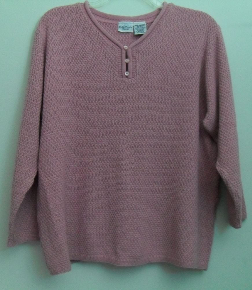 Bobbie Brooks Woman 18W 20W Pink Light Mauve Decorative Button Pullover Sweater
