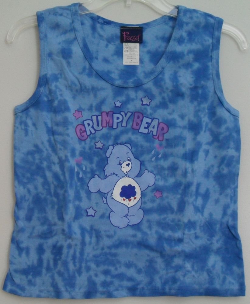 Freeze Care Bears Grumpy Bear Blue Purple Stars Tie Dye Juniors Medium Tank Top