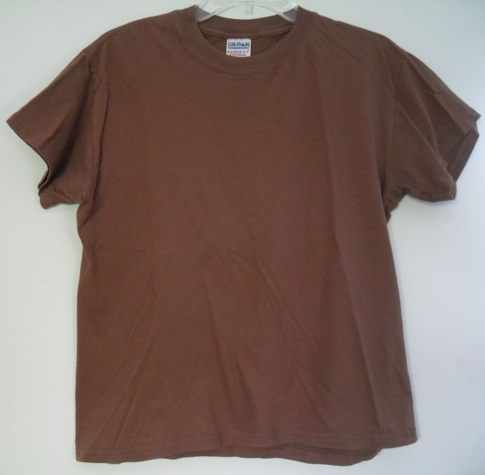 Gildan Activewear Famous-T Cotton Brown Crew Neck Brown Short Sleeve Casual Top