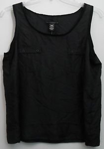 NWT Apostrophe Petite 100% Silk PXL Black Sheer Tank Top 2 Pockets