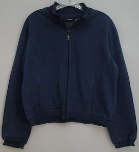 Catalina Medium 8/10 Dark Blue Ribbed Collar Hem Cuffs Zipper Up 2 Pocket Jacket