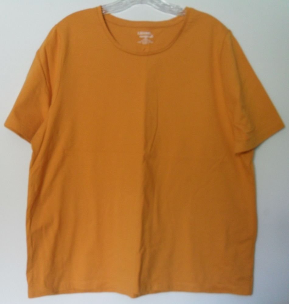Liz & Me Essentials Orange 0X 14/16W 100% Cotton Short Sleeve Solid Orange Knit