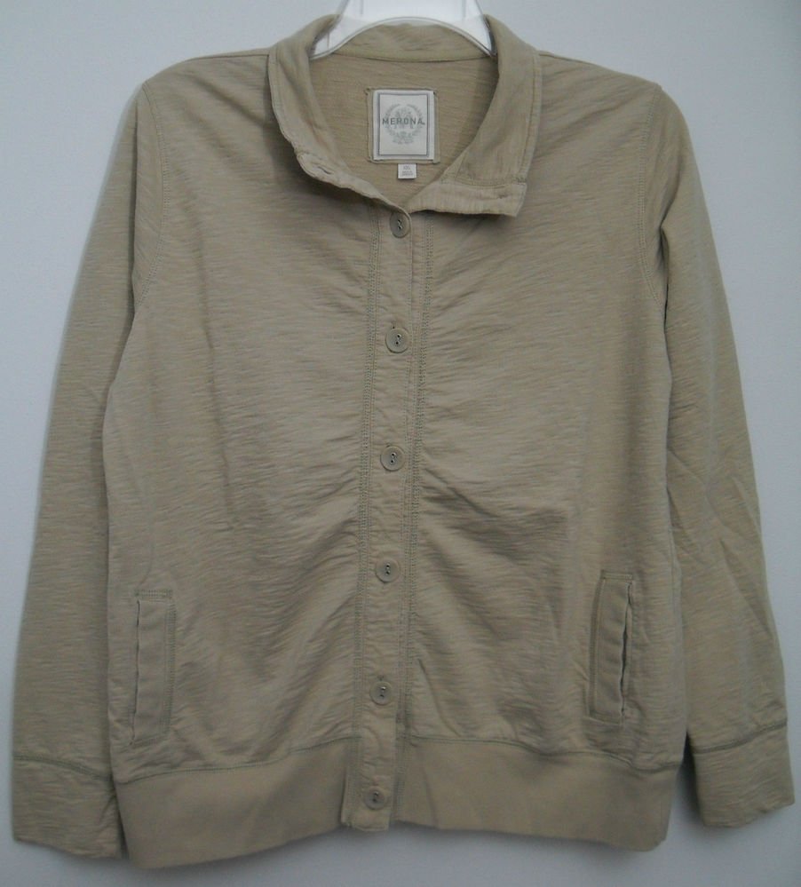 Merona Womens XXL Lightweight Button Down Cotton Cardigan Jacket 2 Open Pockets