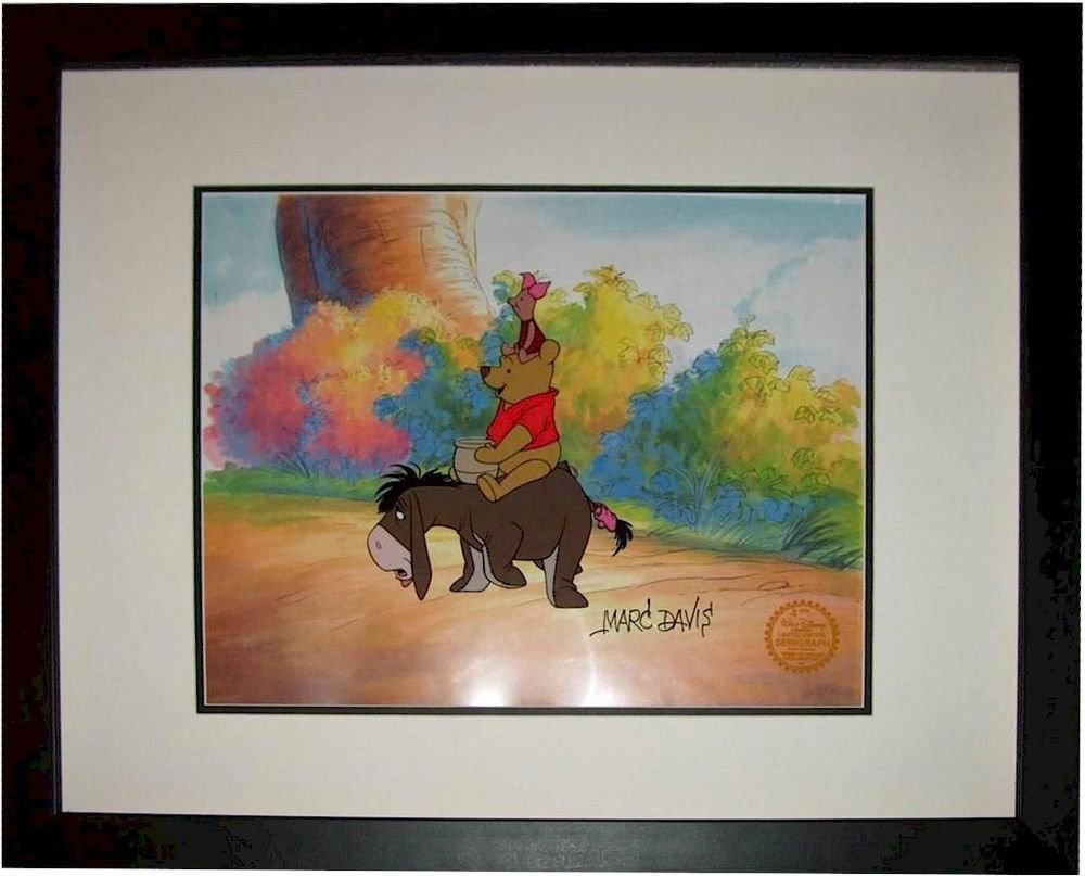 Winne the Pooh Hand Signed Walt Disney Sericel Cel FREE background MARC DAVIS