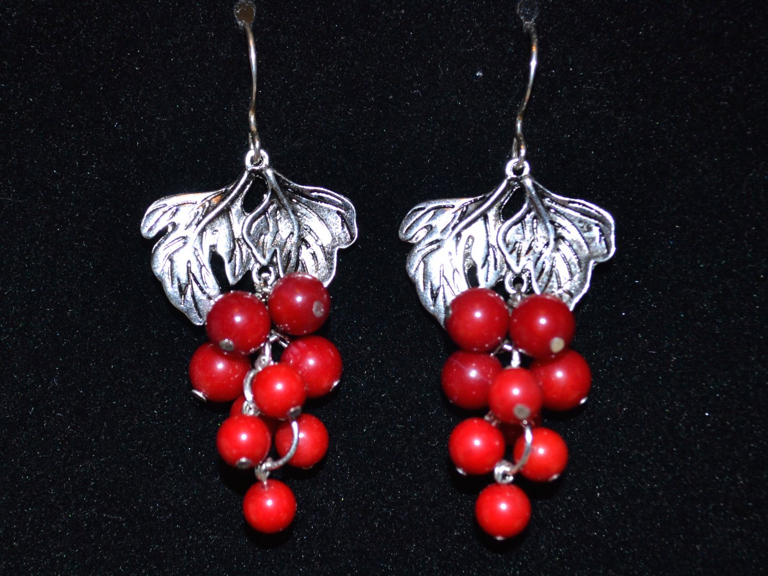 Earrings with coral and silver earwires