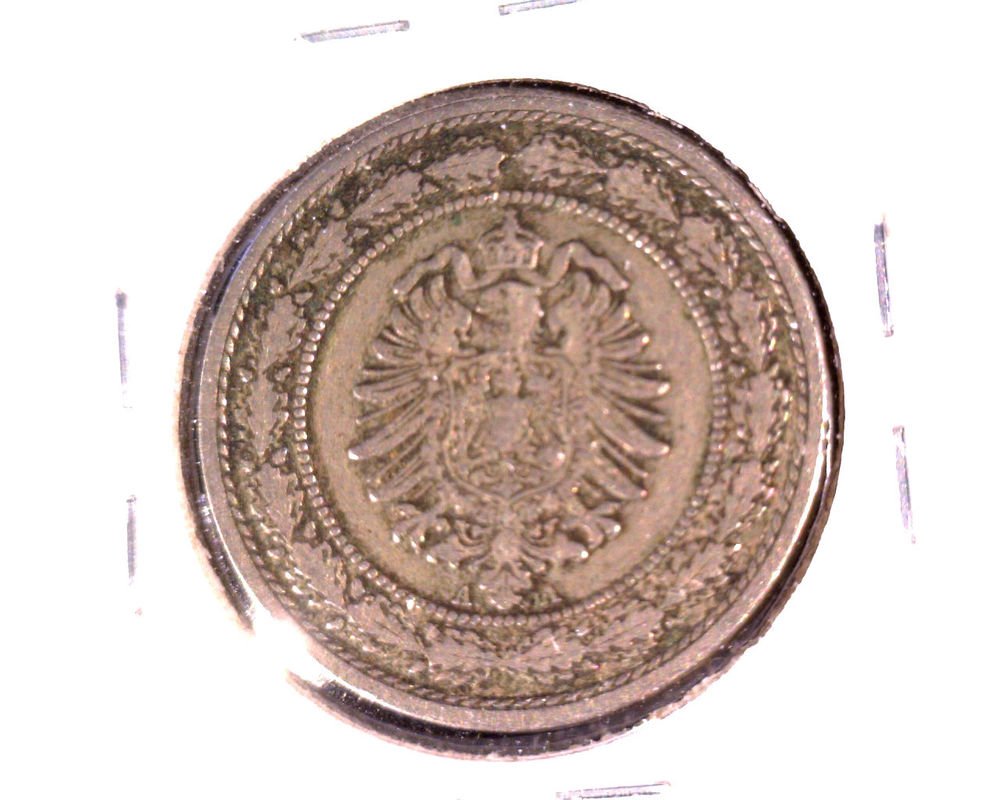 1887A Germany 20 Pfennig Coin KM#9.1 German Empire Nice details ! Free US Ship!