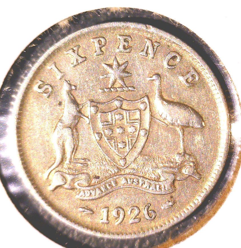 1926 Australia Silver Sixpence Coin KM#25 .0839 ASW