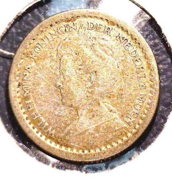1917 Netherlands Silver 10 cent coin KM#145 .0267 ASW