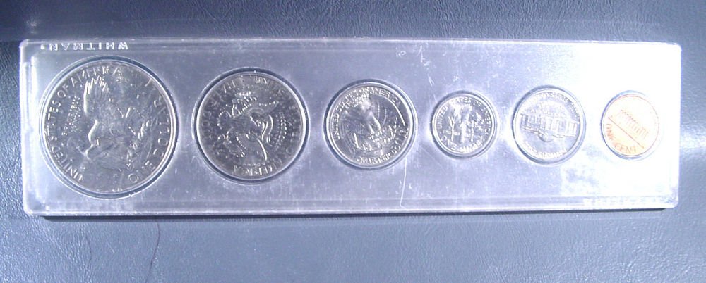 1977 US Coins Collector's Year Set 6 coins including Ike and Kennedy in Whitman