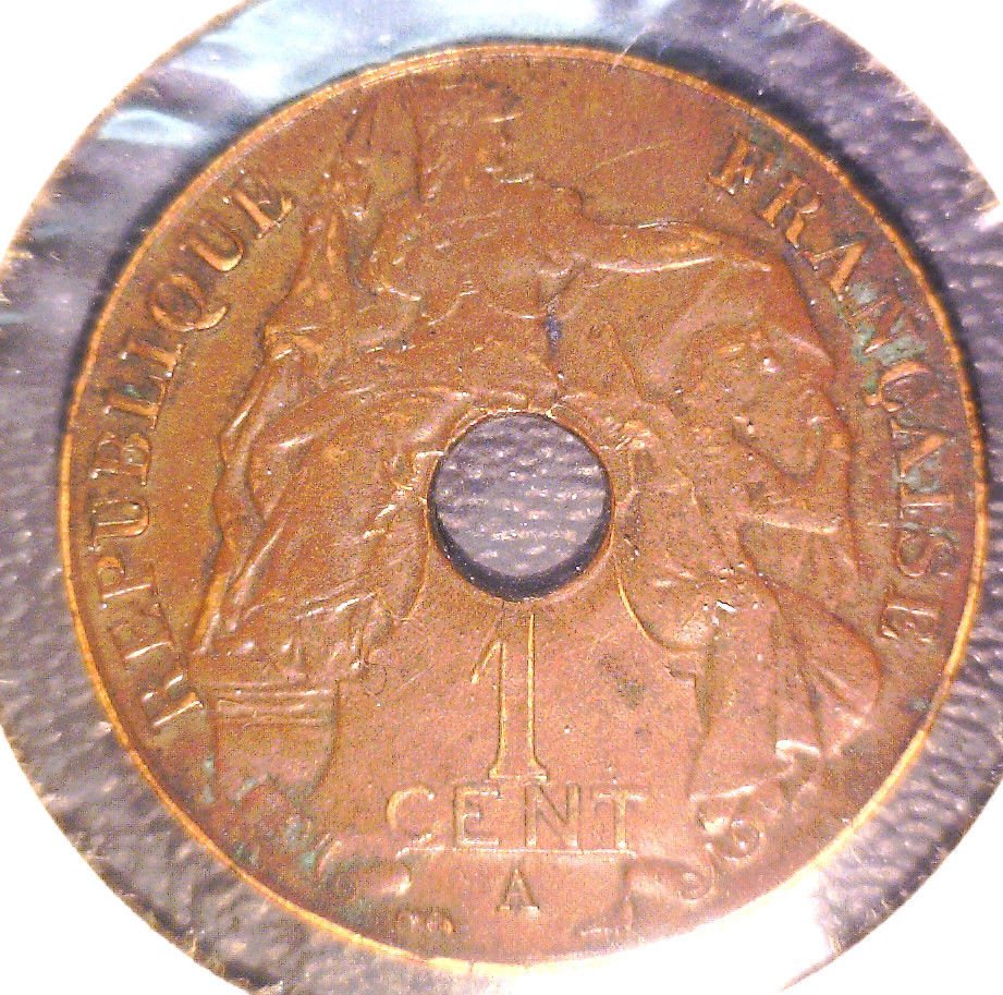 1917 French Indochina 1 centime coin KM#12.1