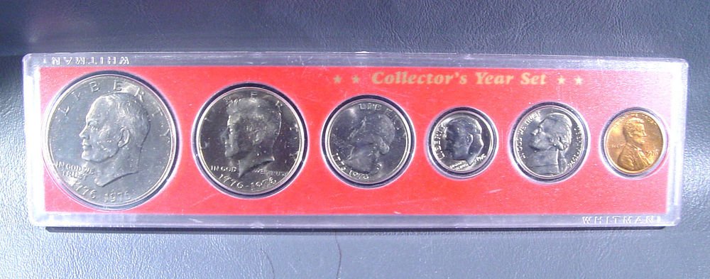 1976 US Coins Collector's Year Set 6 coins including Ike and Kennedy in Whitman
