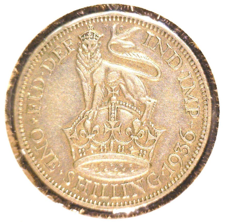 1936 Great Britain Silver Shilling Coin KM#833 .0909 ASW