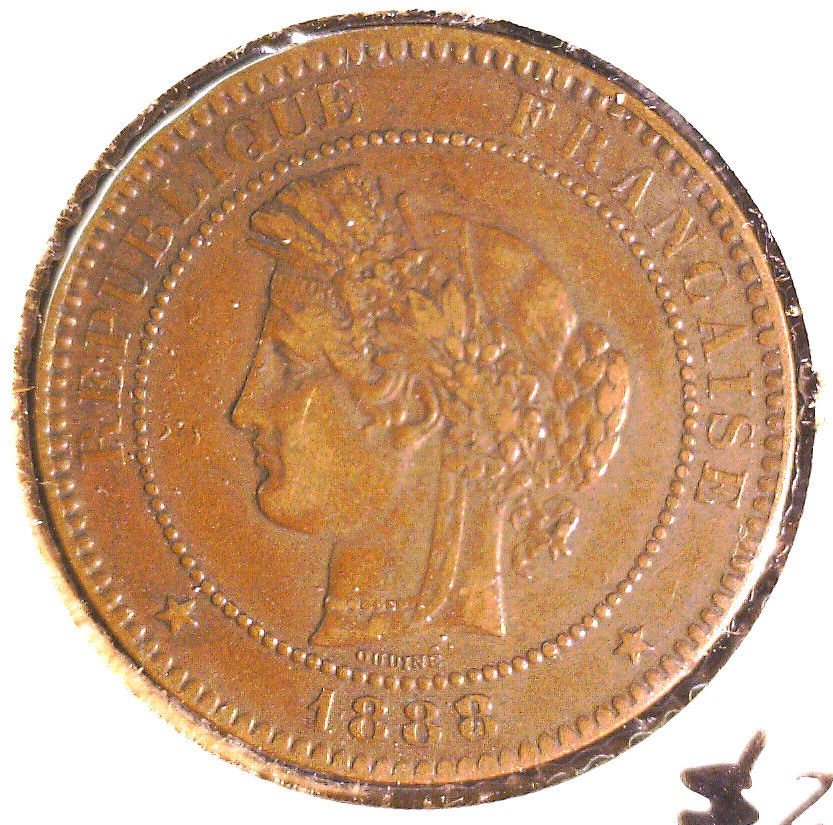 1888 A France 10 centimes coin KM#815.1