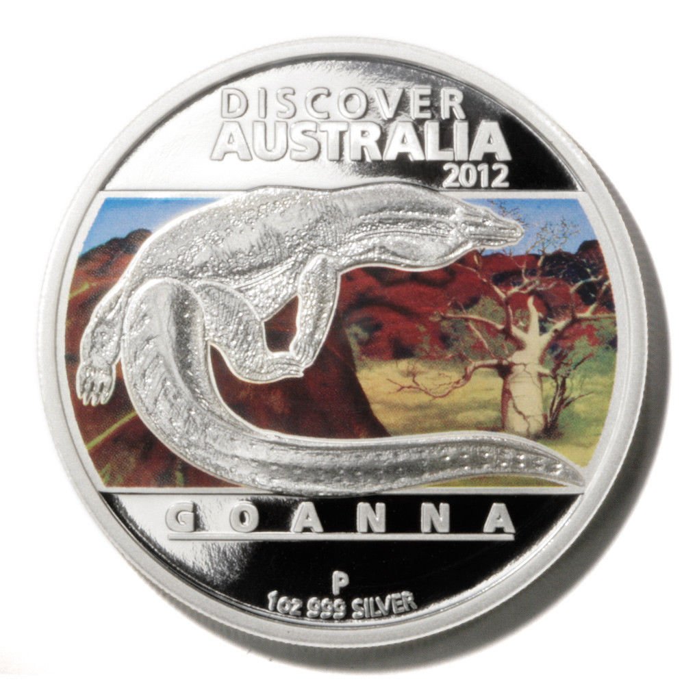 Goanna Silver Proof $1 Coin Discover Australia 2012 Perth Mint Limited Edition