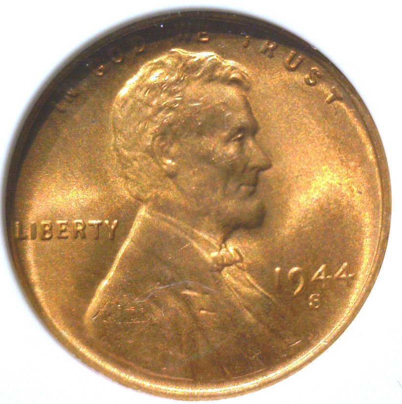 1944 S Lincoln Wheat Cent ANACS MS66 RED