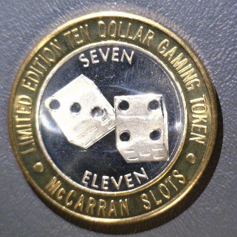 McCarran Airport Slots Silver Strike $10 gaming token .600 ASW .999 fine 7-11