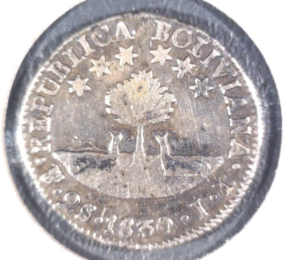 1830 S.L. Bolivia Silver 2 Soles Coin Potosi KM#95a .1330 ASW