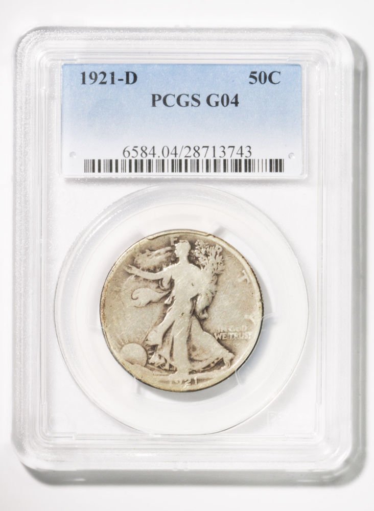 1921 D Walking Liberty Half Dollar -Key Date- PCGS G04 Good Condition Walker