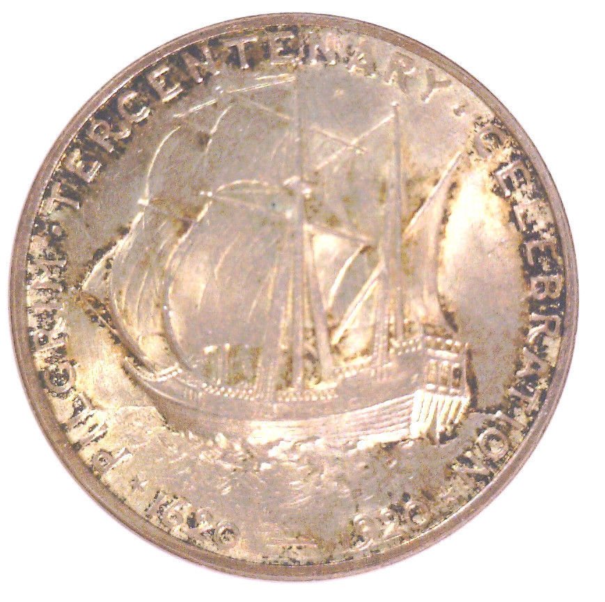 1920 Pilgrim Tercentenary silver 50 cent coin NGC MS65 Mayflower Ship 1 of 1051