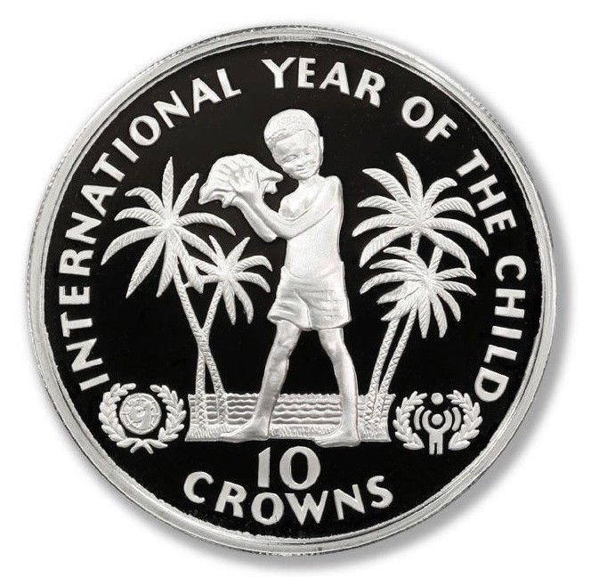 1982 Turks & Caicos Silver Proof 10 crown coin KM#55 .6923 ASW YEAR OF THE CHILD