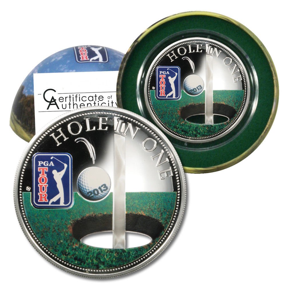 PGA Golf Coin 2013 Cook Islands $5 Silver Proof-Like "Hole in One" COA .9646 ASW