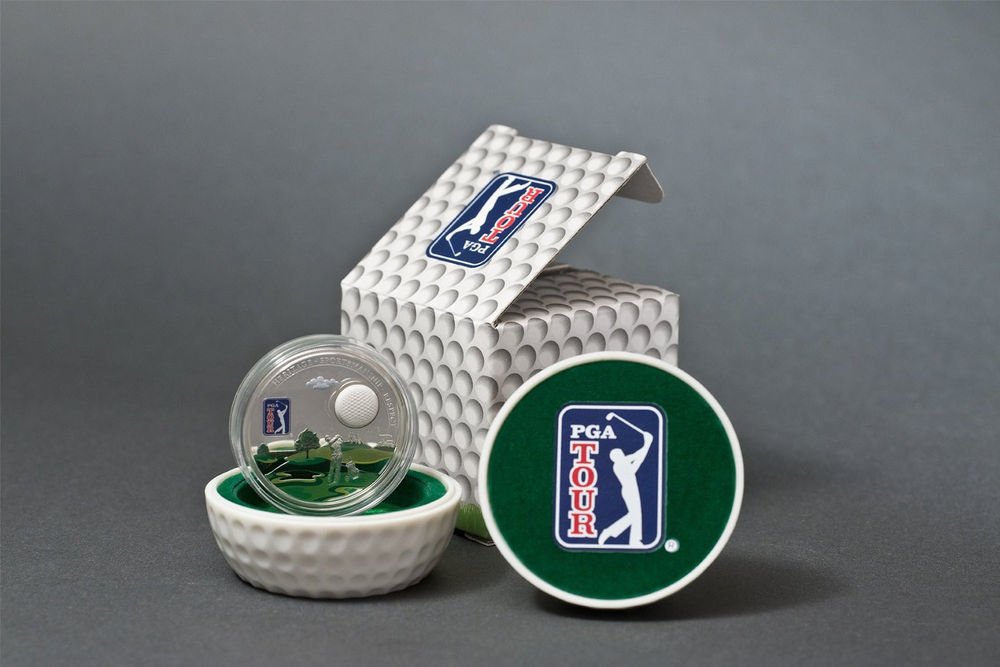 Cook Islands - PGA Tour Golf Ball - $5 - 2012 - Proof Silver Colored Coin COA