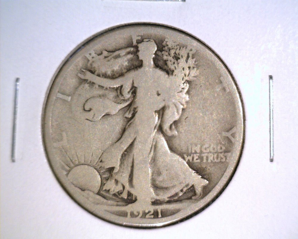 1921 S Walking Liberty Silver Half Dollar GOOD condition Free US Shipping !
