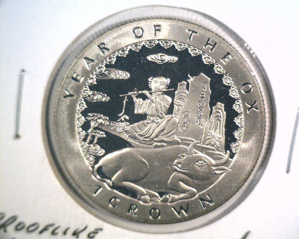 1997 Isle of Man Proof-like 1 crown coin KM#725 Year of the Ox