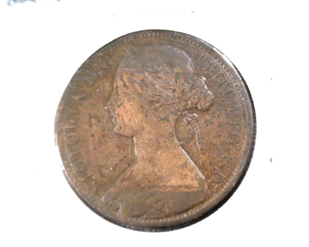 1863 Great Britain One Penny KM# 749.2 Queen Victoria Ship
