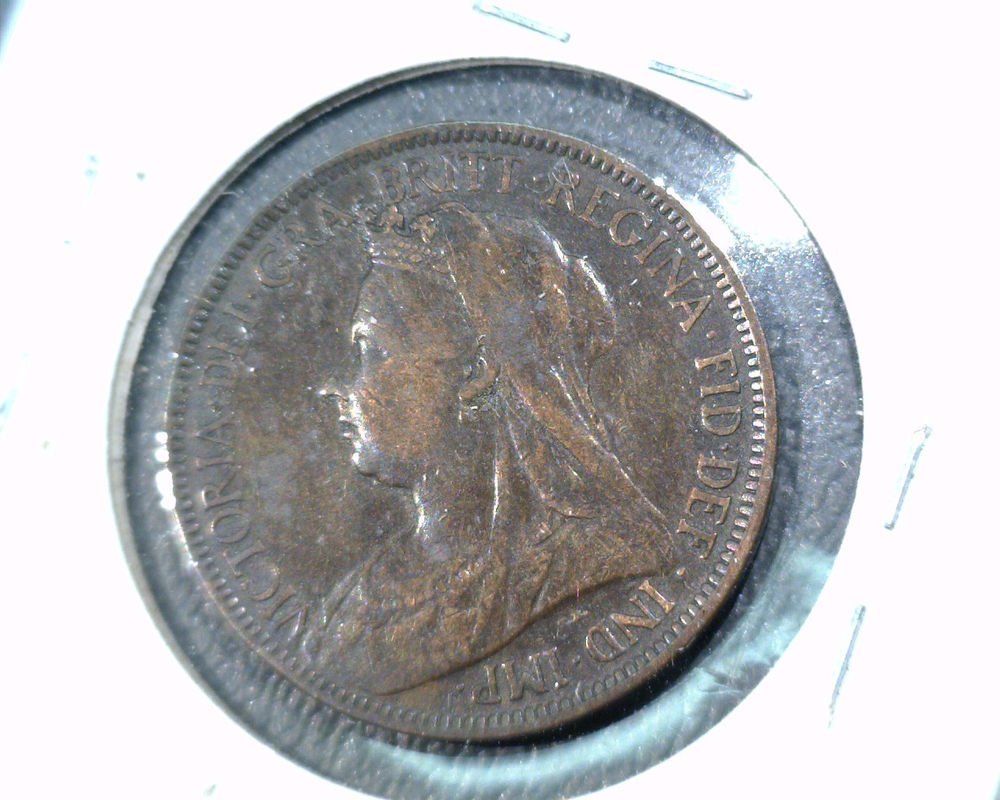 1897 Great Britain Half Penny KM# 789 Queen Victoria Britannia and Ship #3